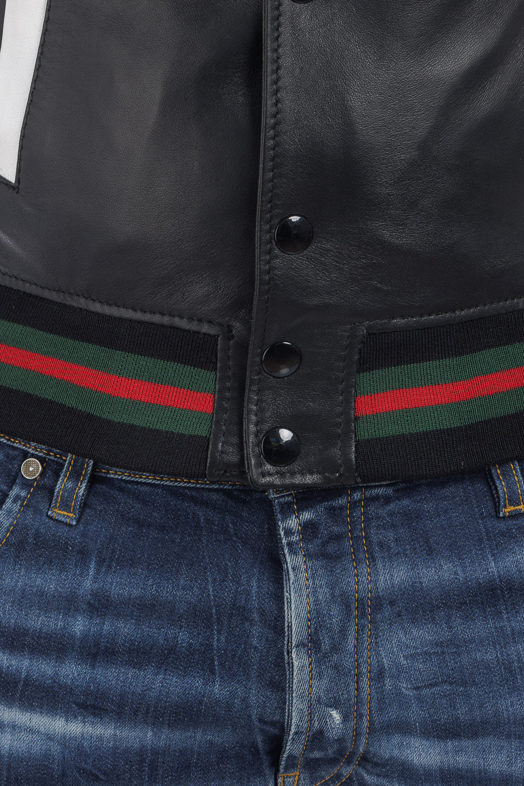 Bomber in pelle varsity college nero