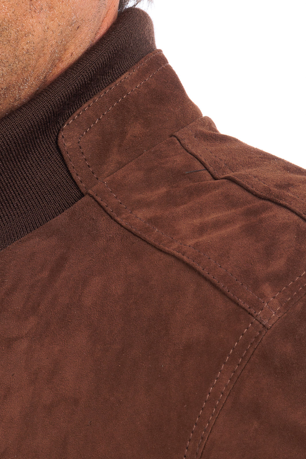Bomber in camoscio di renna uomo con zip NUV testa di moro