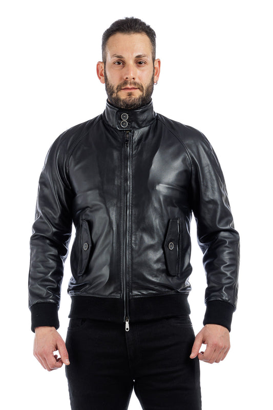 Bomber in vera pelle uomo con zip REGLAN PAT