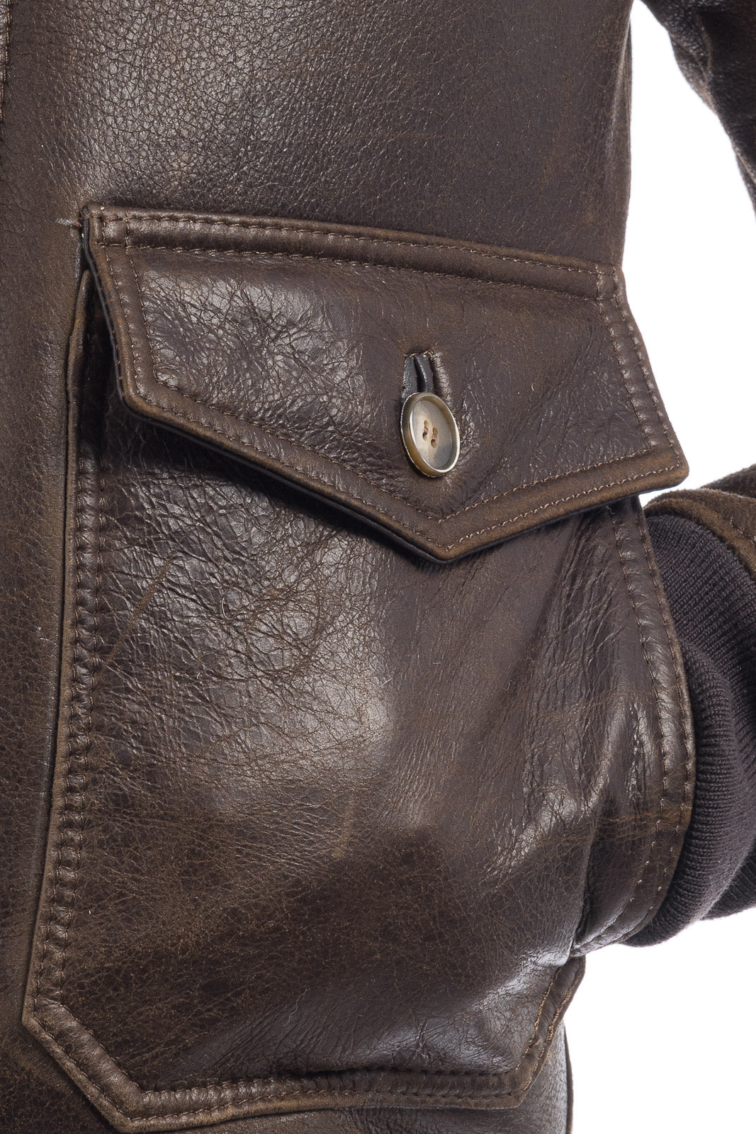 Bomber interamente in montone marrone pelo bianco con zip VAST