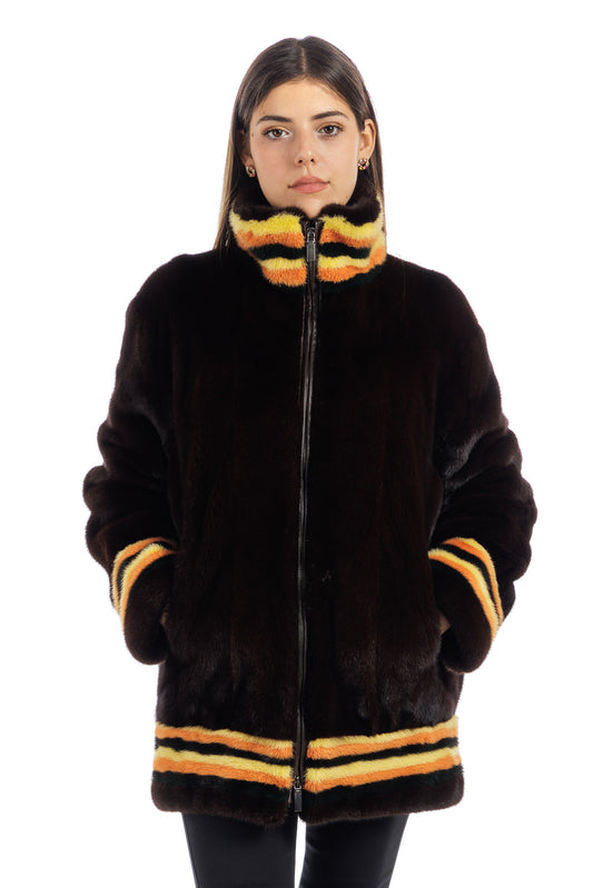 Bomber lungo di visone scanbrown