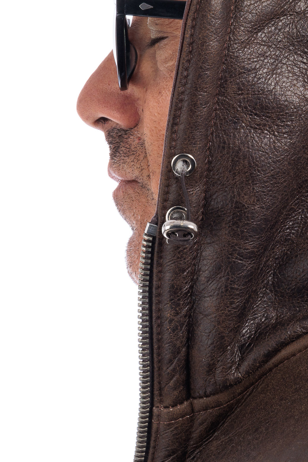 Bomber montone pelo bianco uomo con zip e taschino