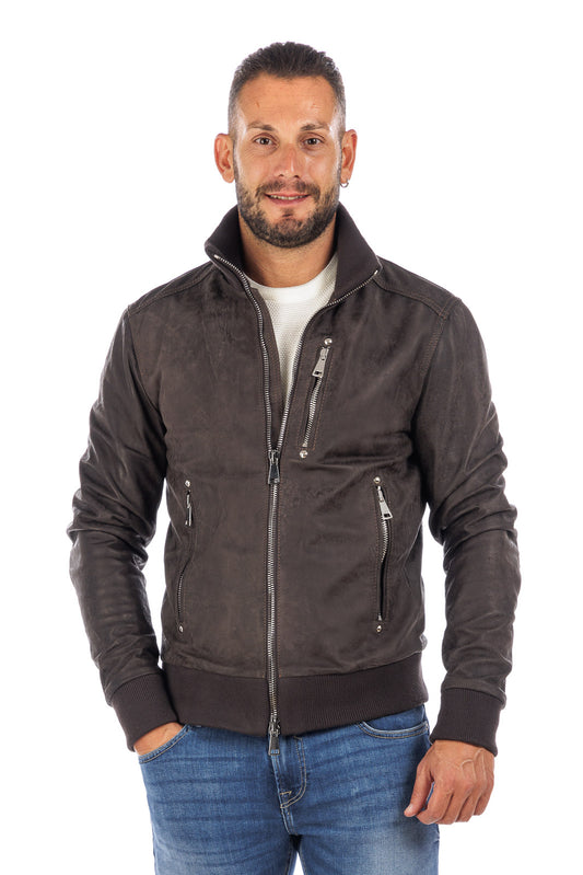 Bomber testa di moro in vera pelle con zip
