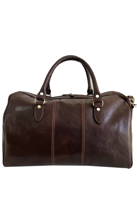 Borsone in vera pelle marrone