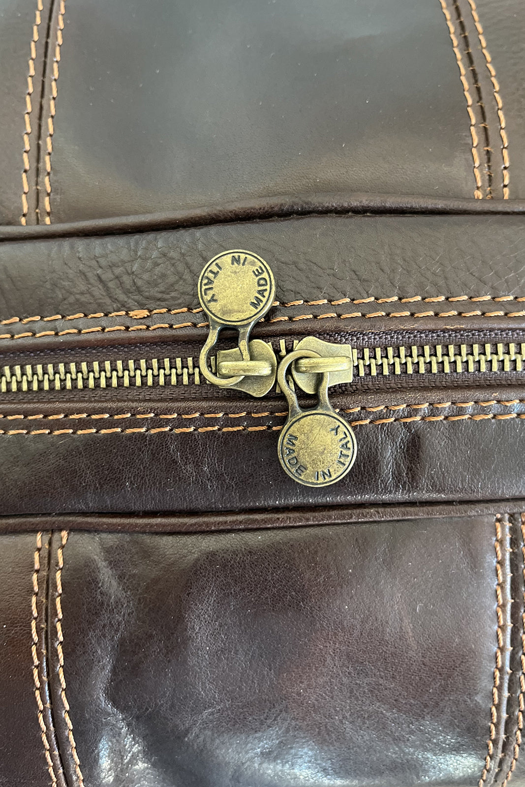 Borsone in vera pelle marrone