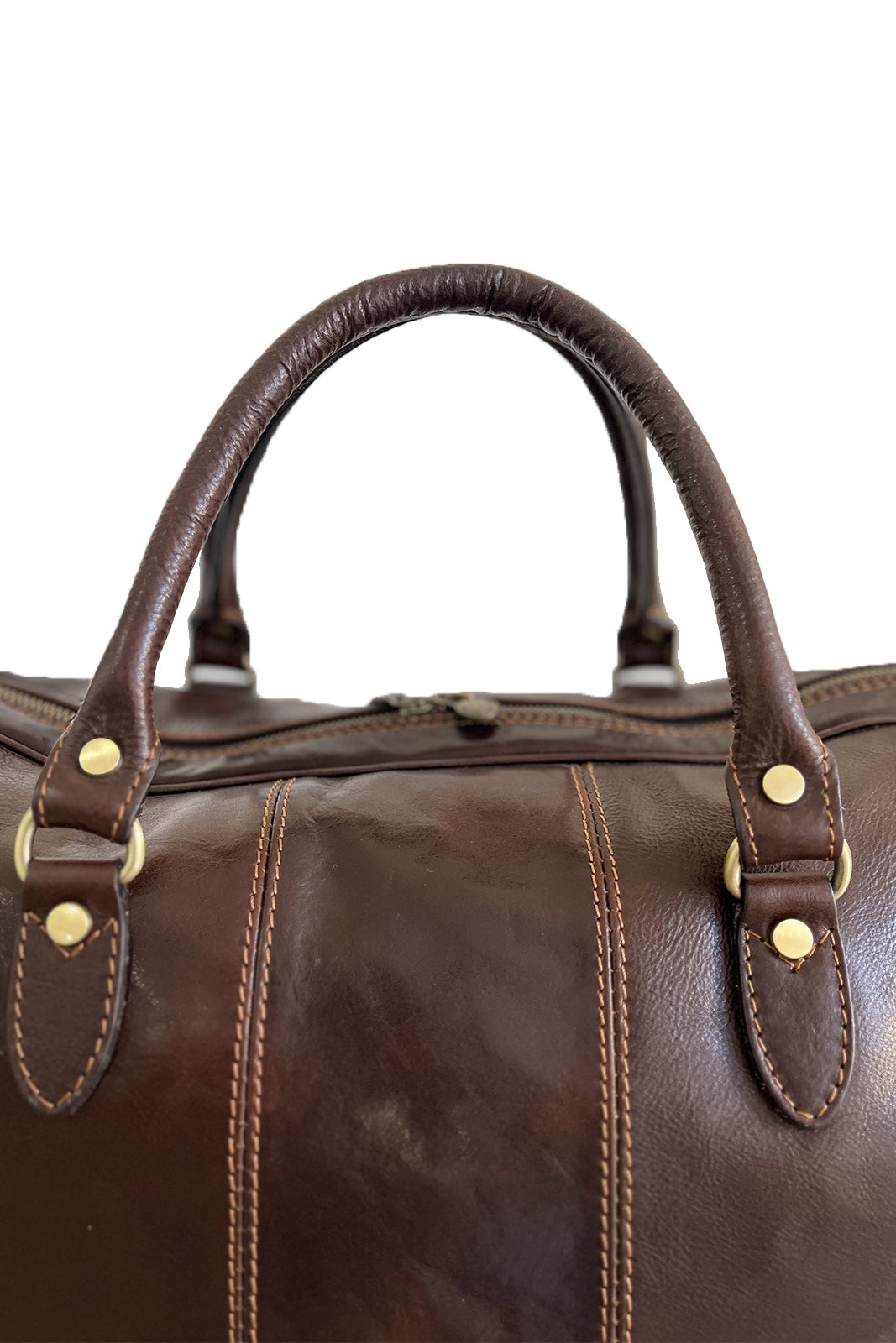 Borsone in vera pelle marrone