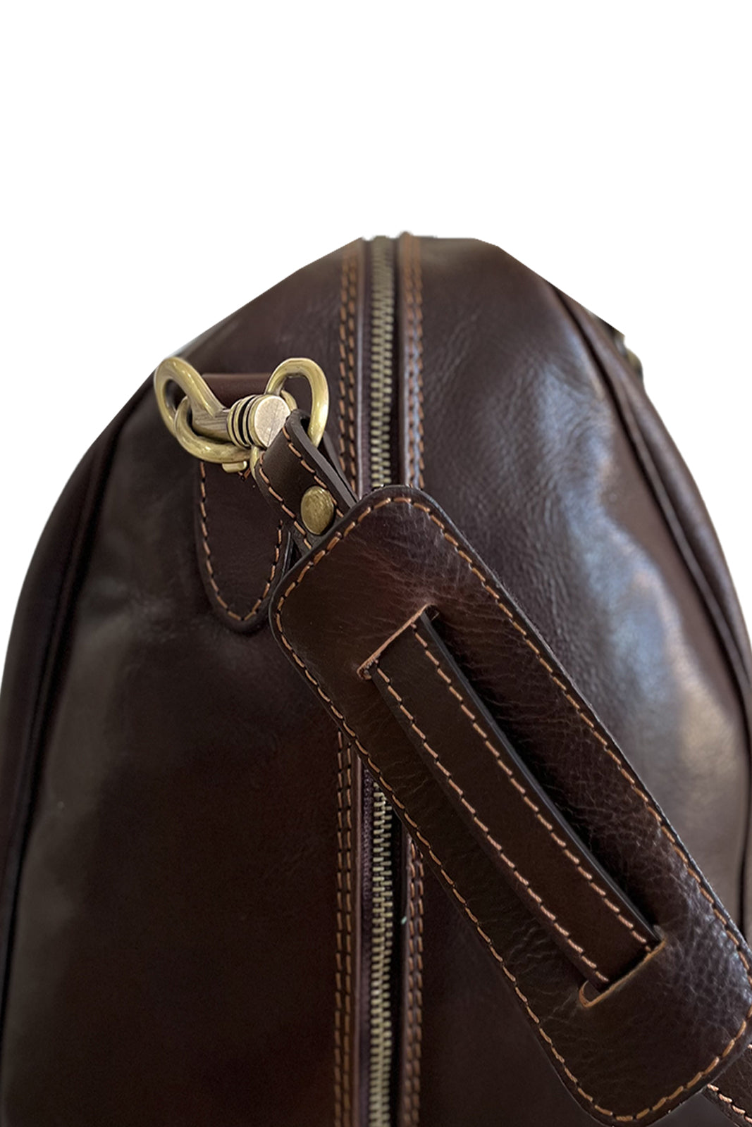 Borsone in vera pelle marrone