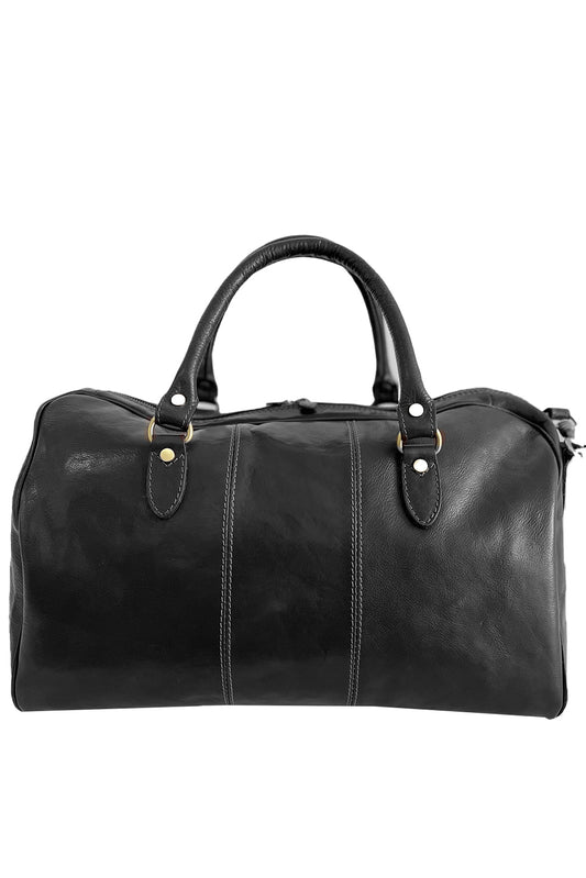 Borsone in vera pelle nero