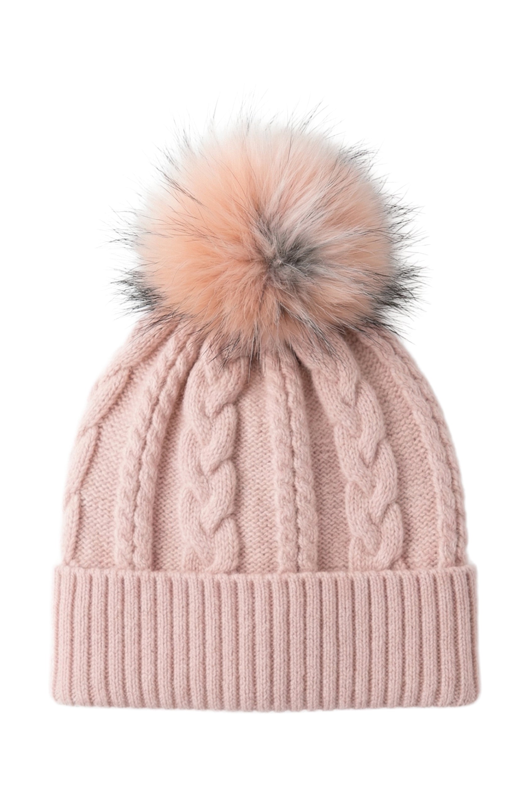 Berretto in lana int con pon pon in murmasky rosa