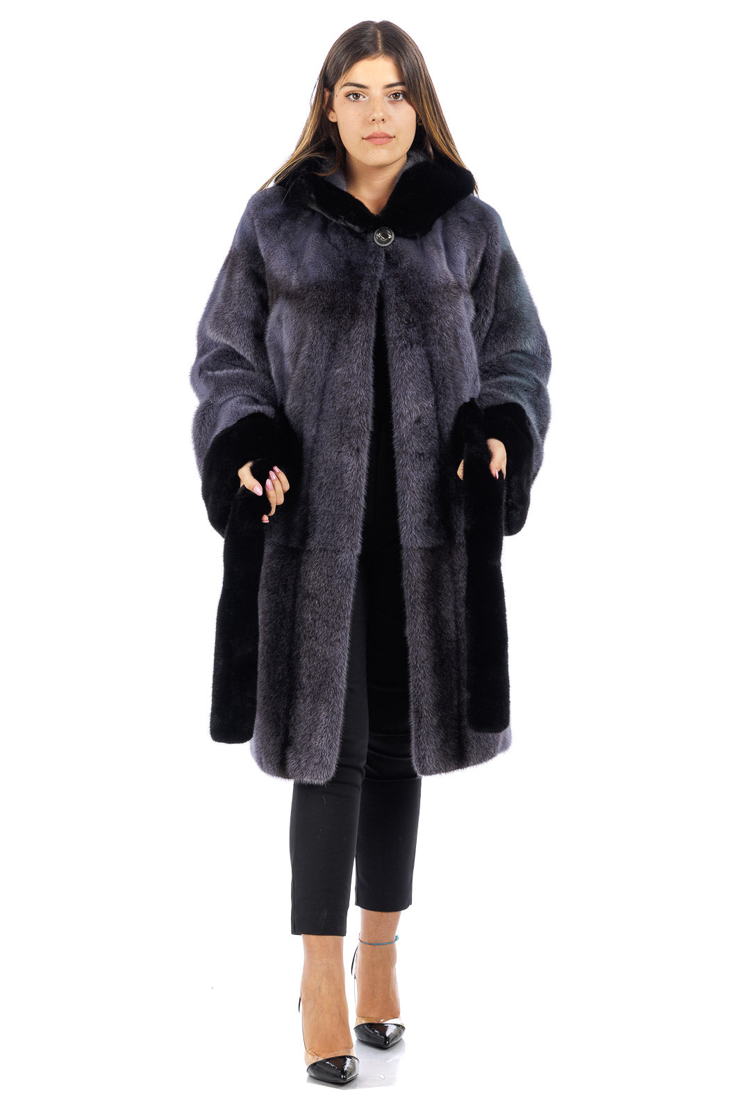 Cappotto di pelliccia di visone con dettagli in blackglama