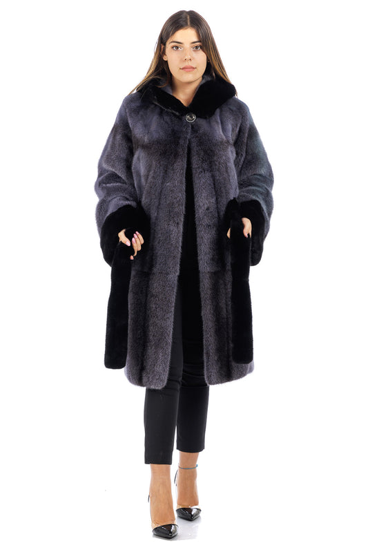 Cappotto di pelliccia di visone con dettagli in blackglama