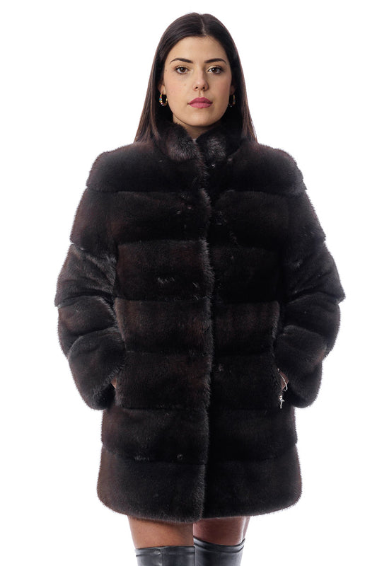 Cappotto di pelliccia di visone scanbrown