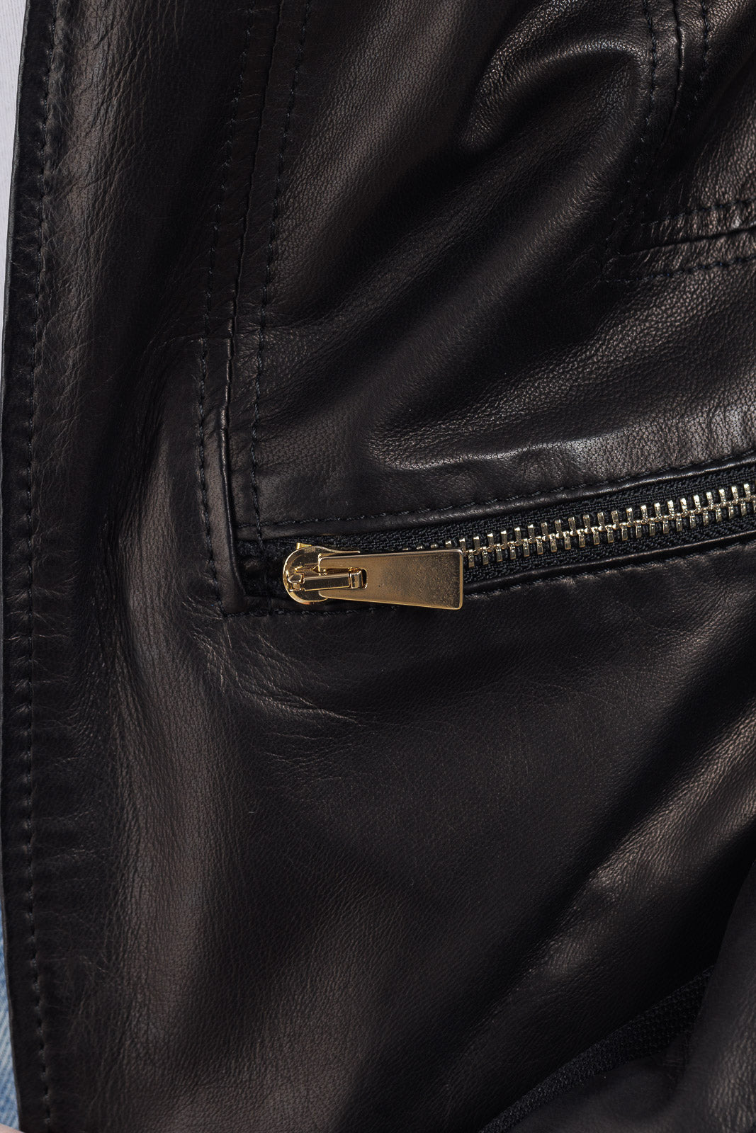 Giacca corpetto lungo in pelle donna nero
