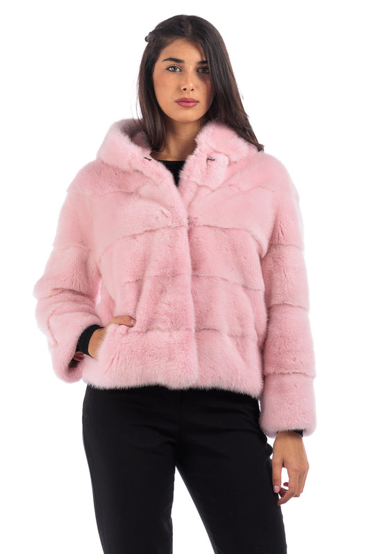 Giacca di pelliccia di visone pink