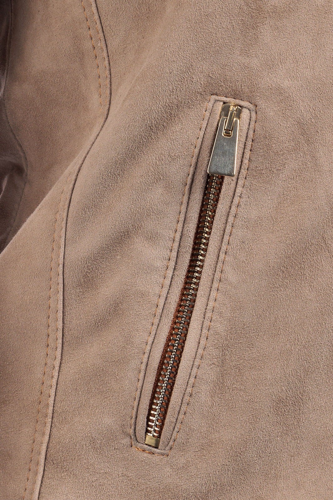 Giacca in camoscio donna con zip pulse sabbia e biscotto