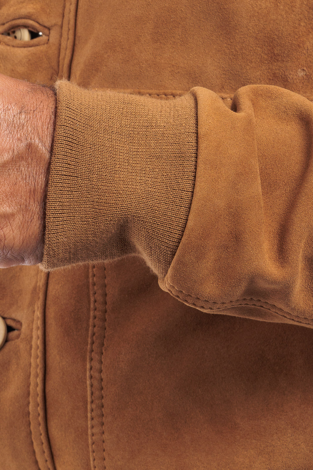 Bomber in camoscio uomo con bottoni e zip VAST whisky