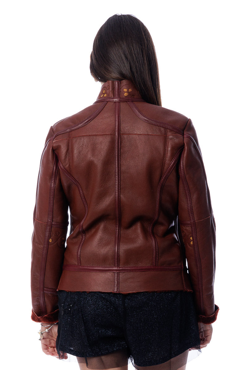 Giacca in montone shearling con zip
