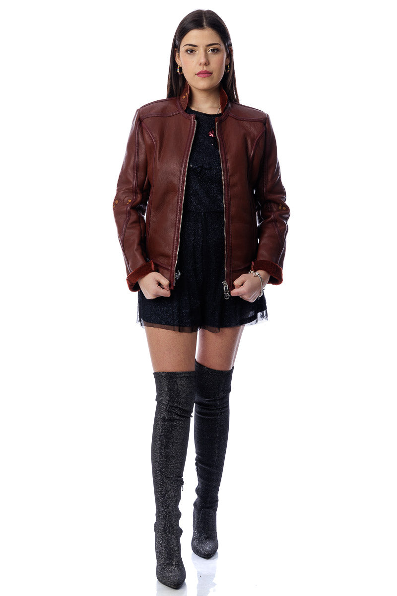 Giacca in montone shearling con zip