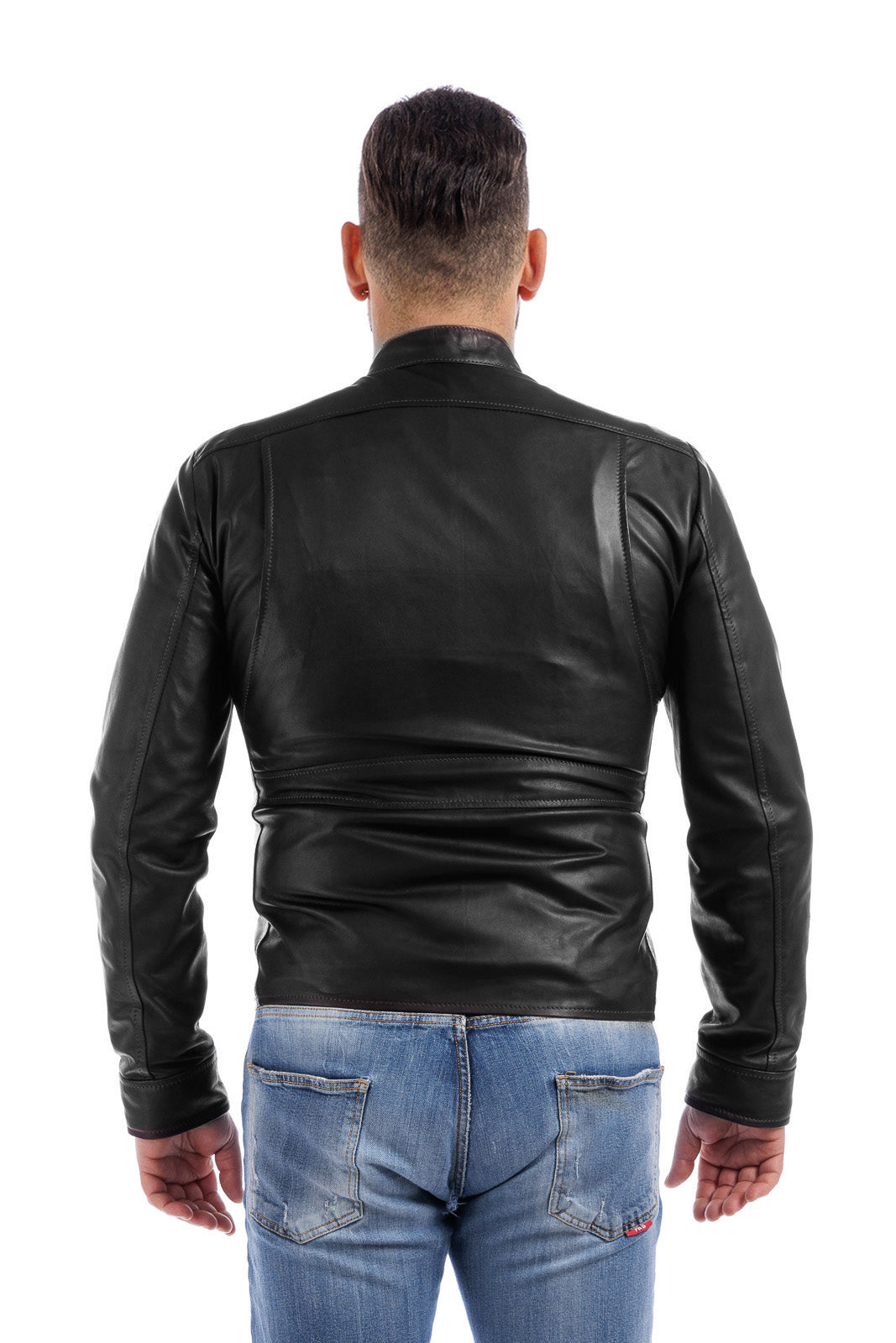 Giacca in pelle con zip DSQ nero