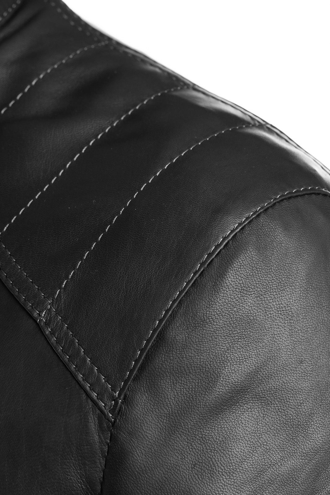 Giacca in pelle con zip PIT nero con lana elasticizzata
