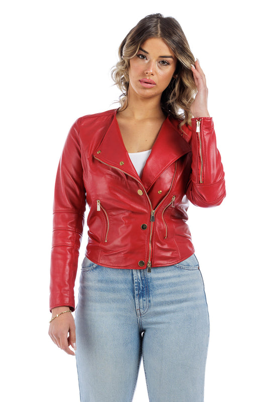 Giacca in pelle donna con zip CHANEL rosso