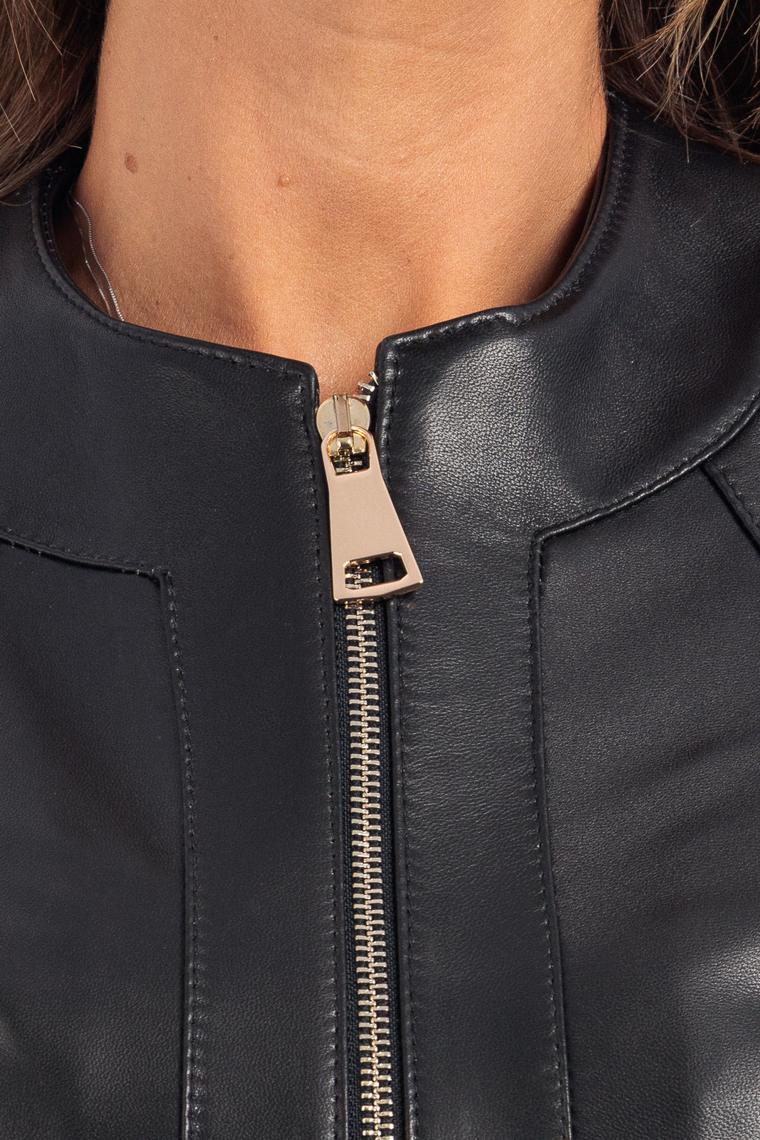 Giacca in pelle donna con zip CRISTINA nero