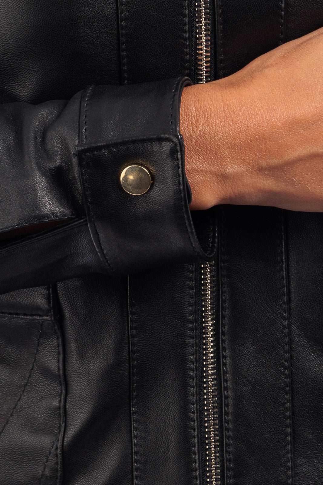 Giacca in pelle donna con zip CRISTINA nero