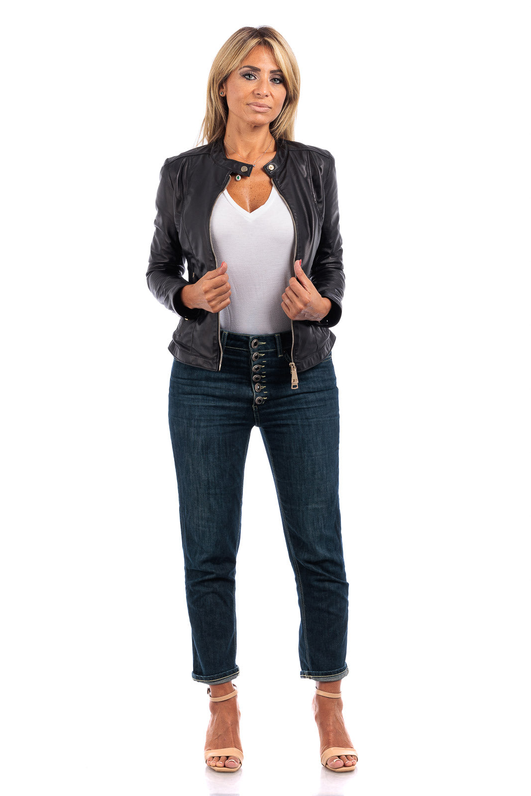 Giacca in pelle donna con zip PIT