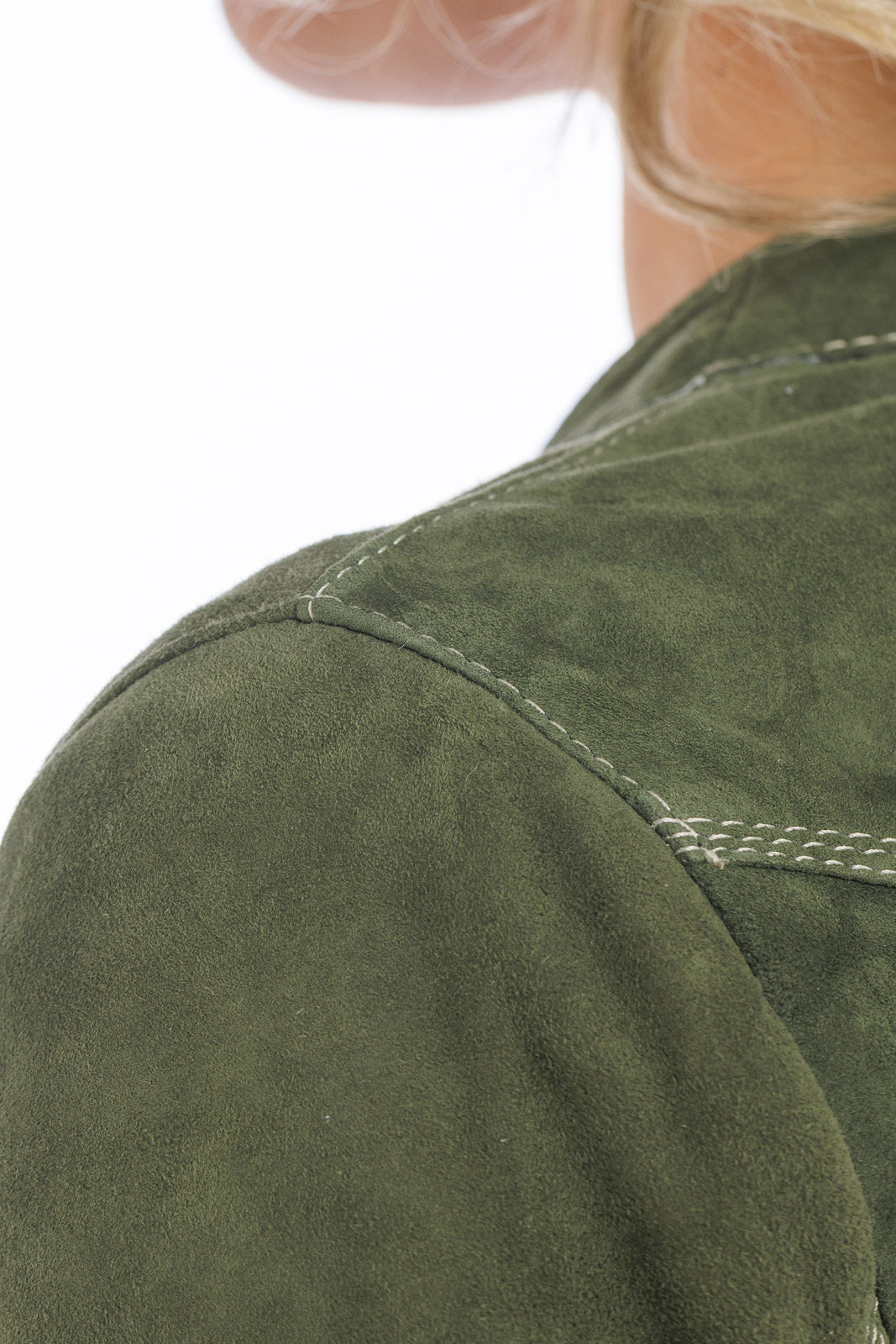 Giacca verde in camoscio di renna donna con zip PIT