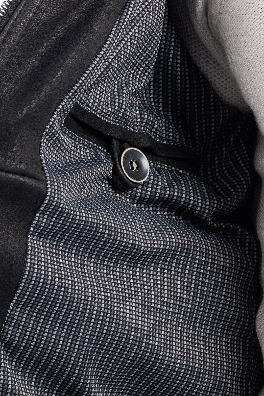 Bomber in pelle uomo con bottoni e zip VAST elasticizzato nero