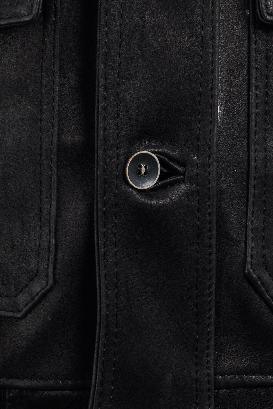 Bomber in pelle uomo con bottoni e zip VAST elasticizzato nero