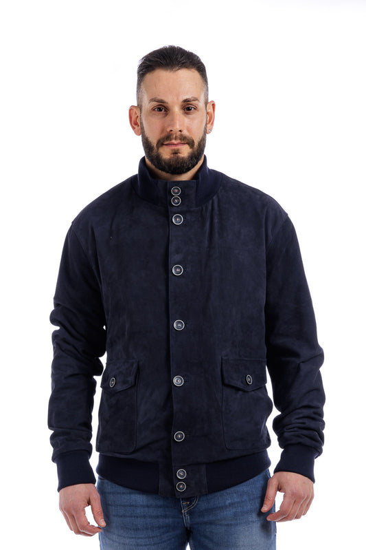 Giacca blu in camoscio di renna BOTT