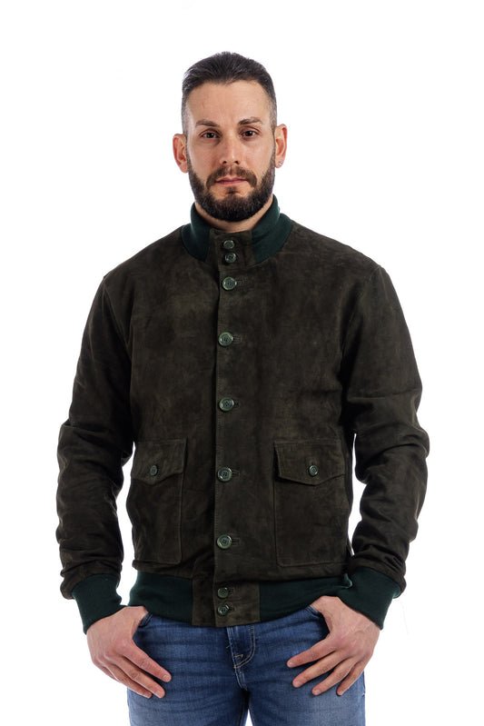 Giacca in camoscio di renna verde uomo BOTT