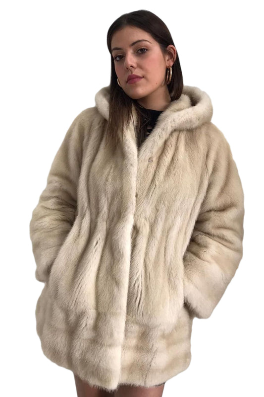 Giacca in pelliccia di Visone con Cappuccio donna