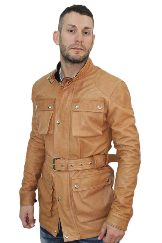 Giacca in vera pelle BELL + con zip uomo