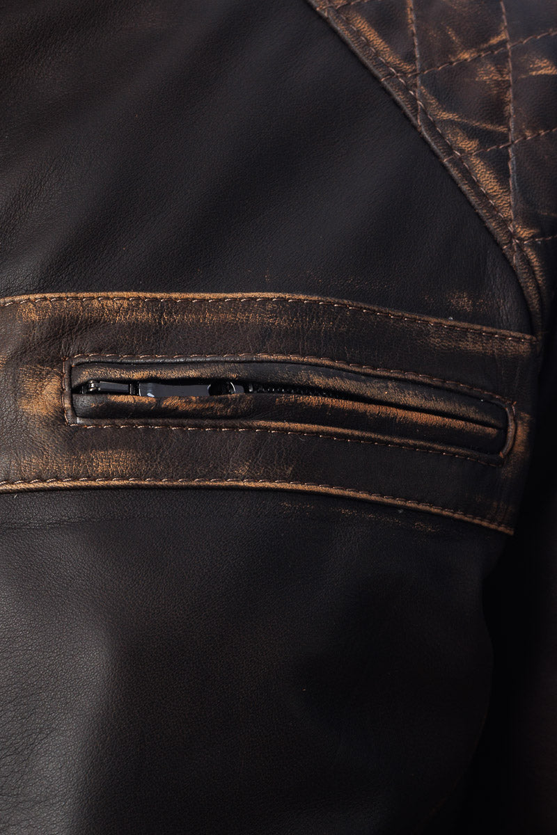 Giacca in vera pelle con zip uomo SCAB