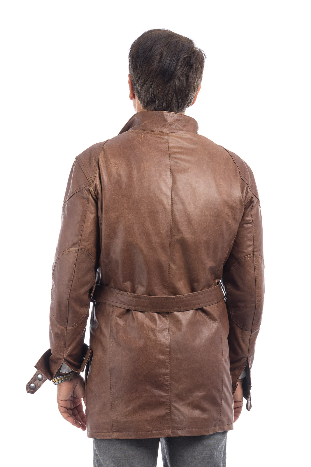 Giacca in vera pelle uomo BELL + con zip marrone