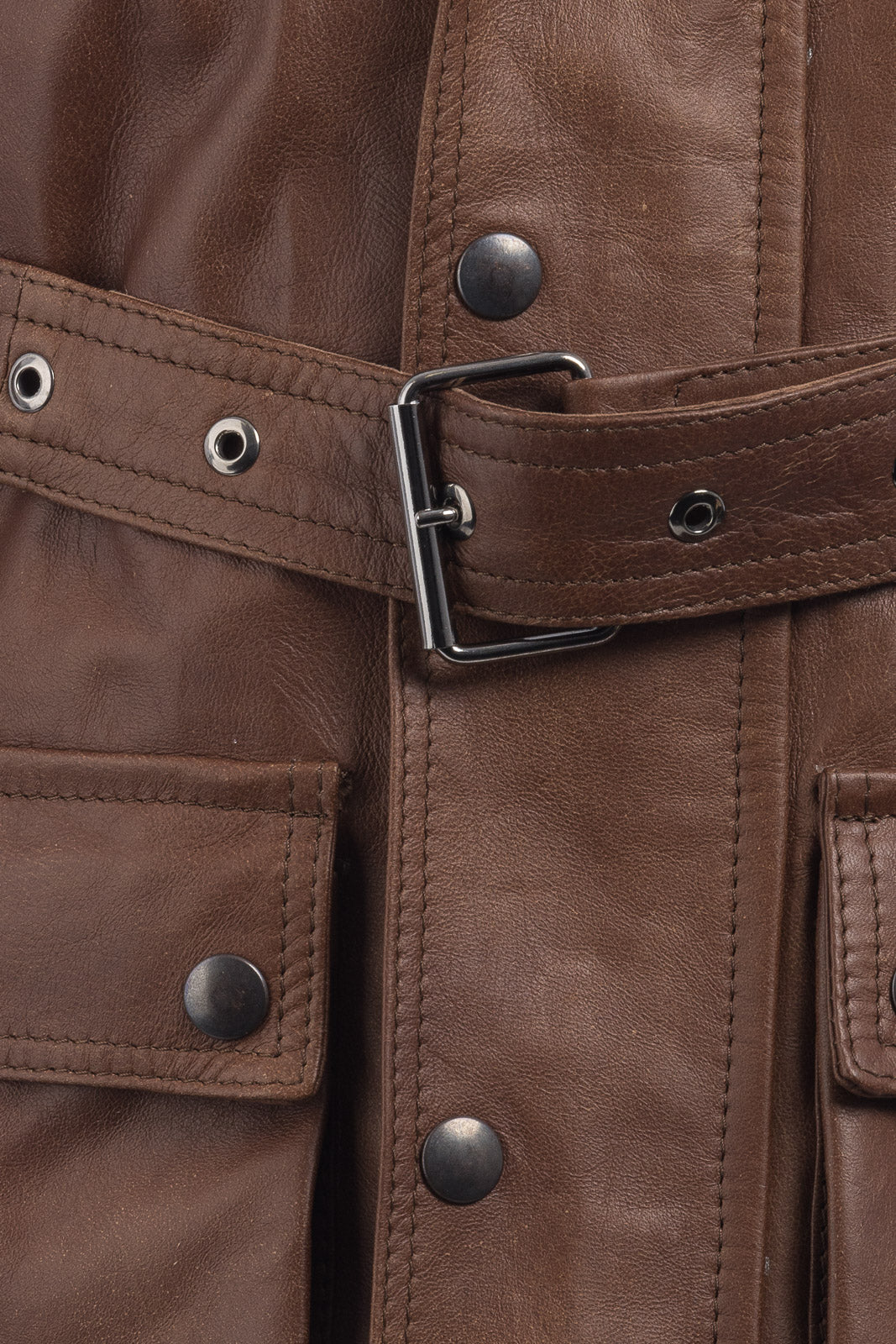 Giacca in vera pelle uomo BELL + con zip marrone