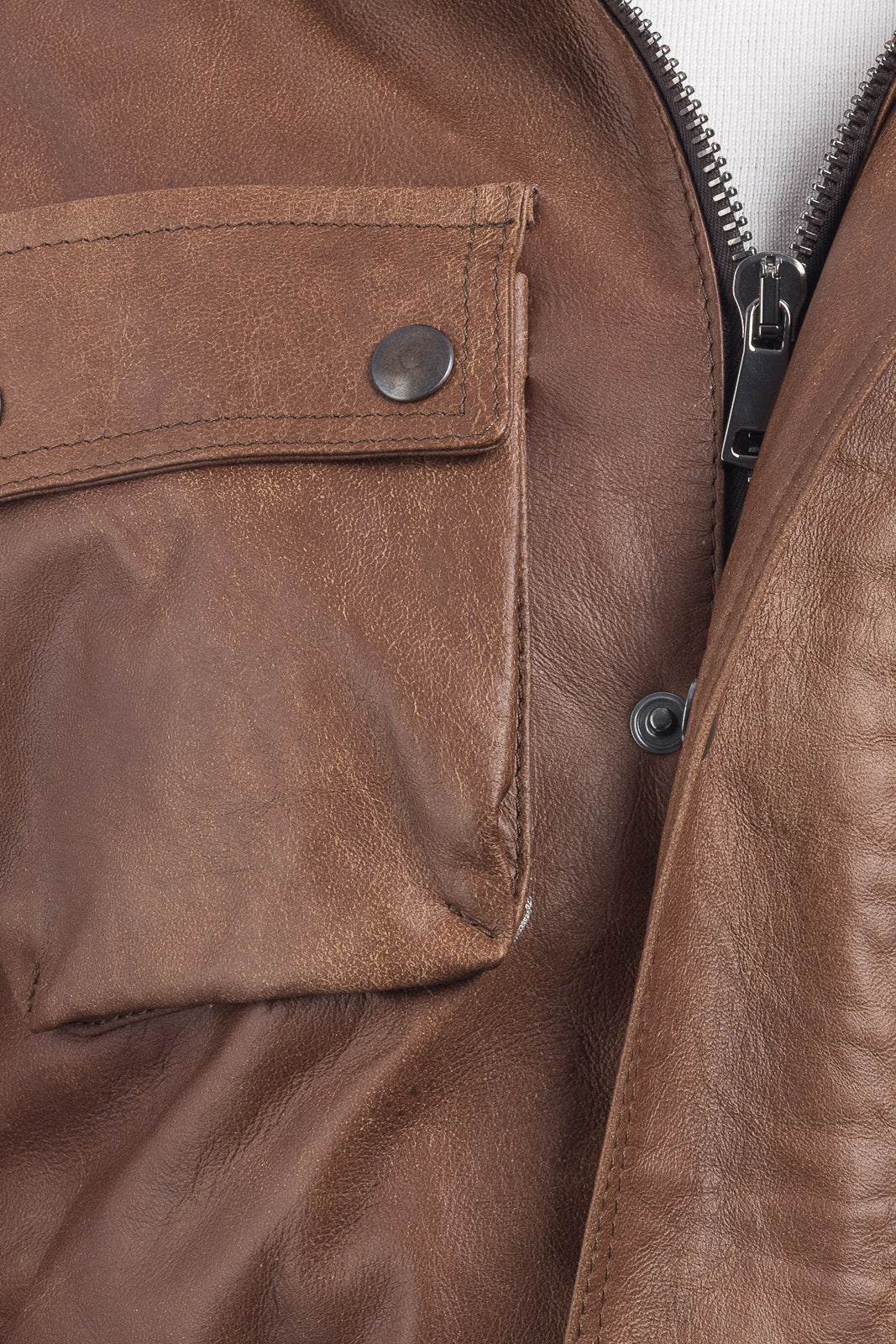Giacca in vera pelle uomo BELL + con zip marrone