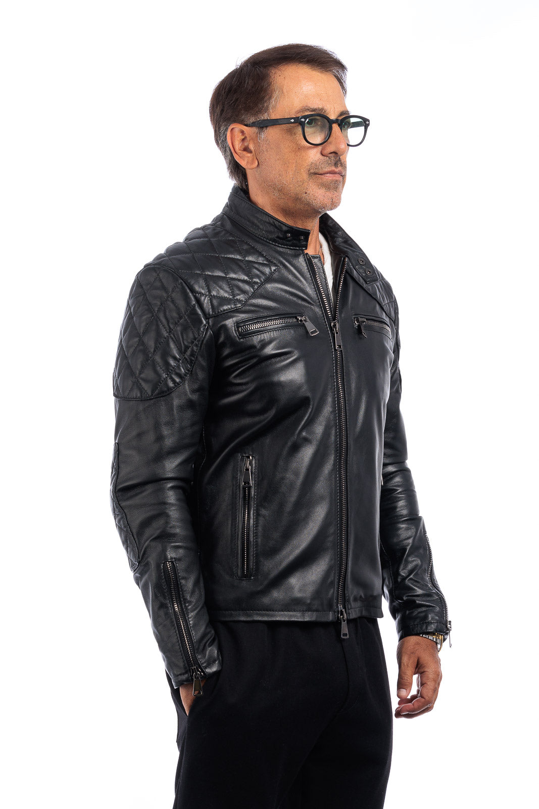 Giacca in vera pelle uomo con zip BEK