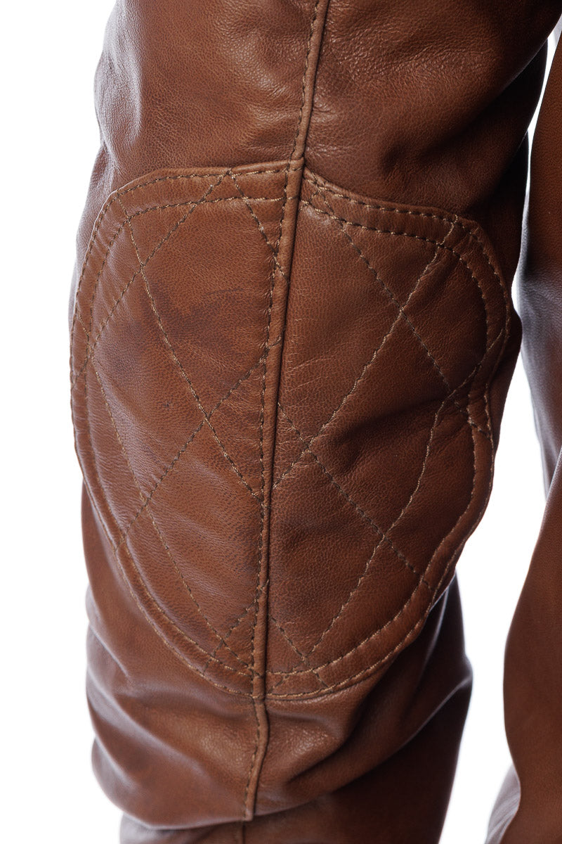 Giacca in vera pelle uomo con zip Bel marrone