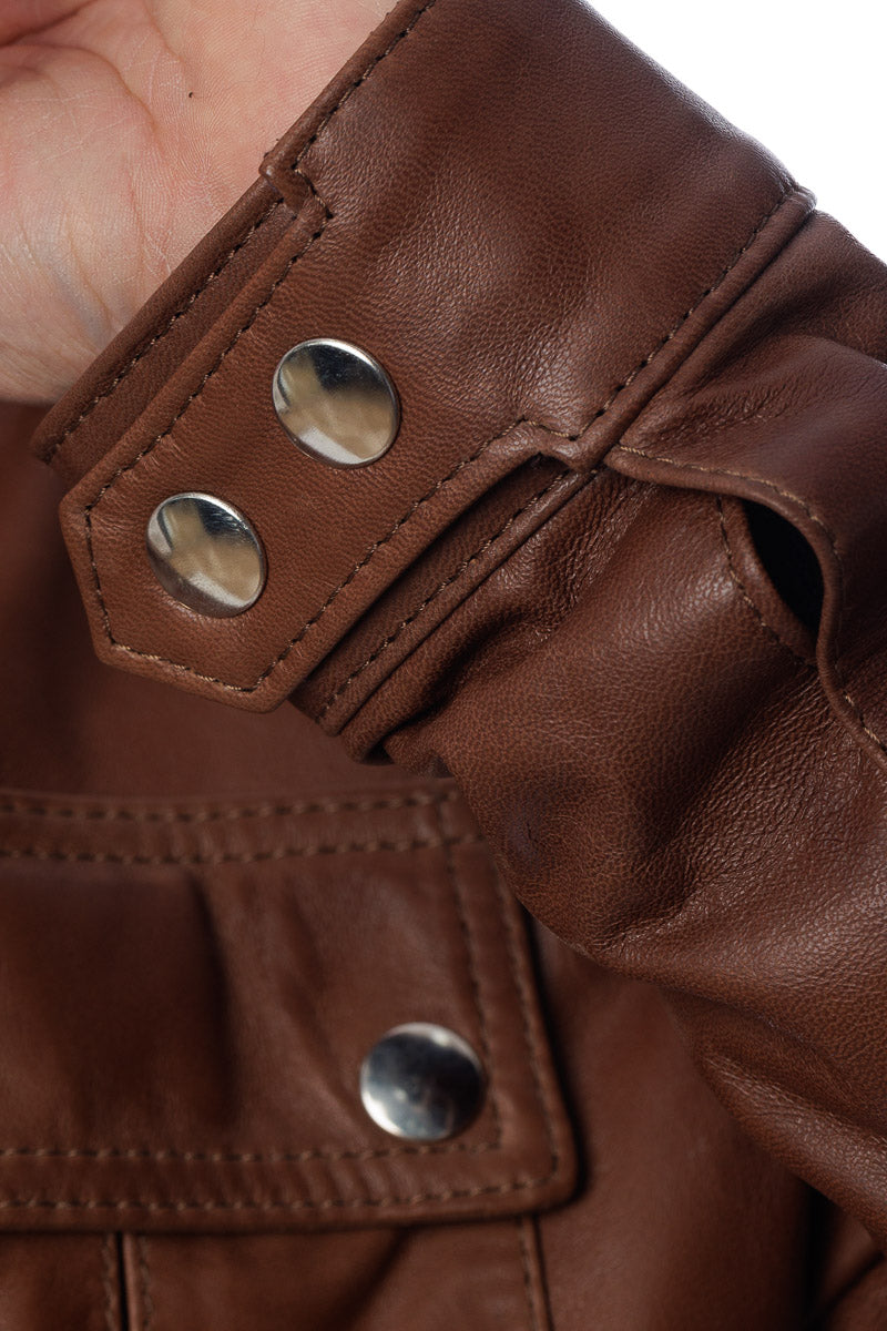 Giacca in vera pelle uomo con zip Bel marrone