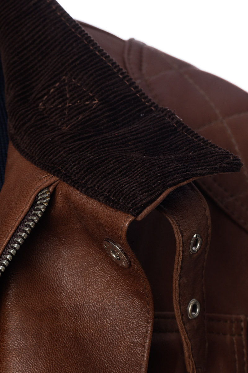 Giacca in vera pelle uomo con zip Bel marrone