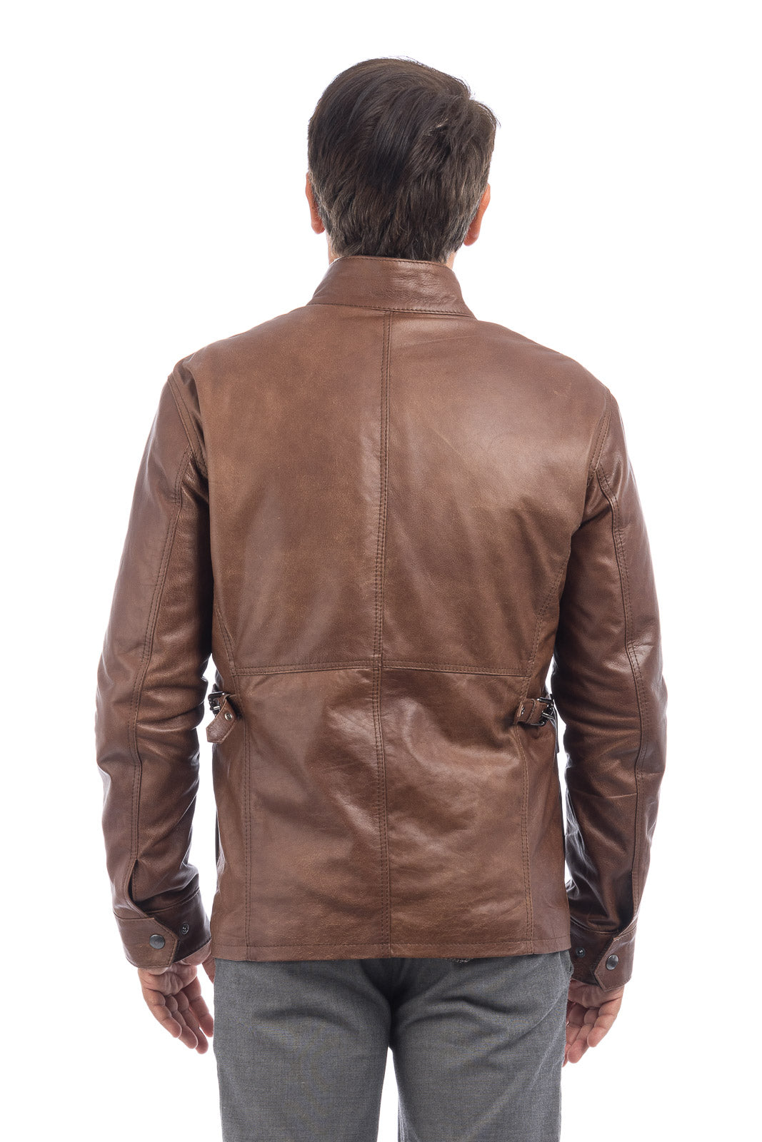 Giacca in vera pelle uomo con zip Bel sc marrone