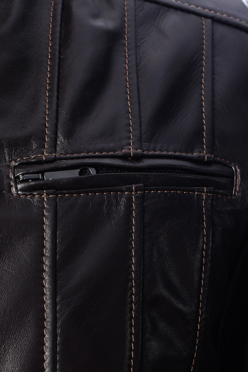 Giacca in vera pelle uomo con zip Deg