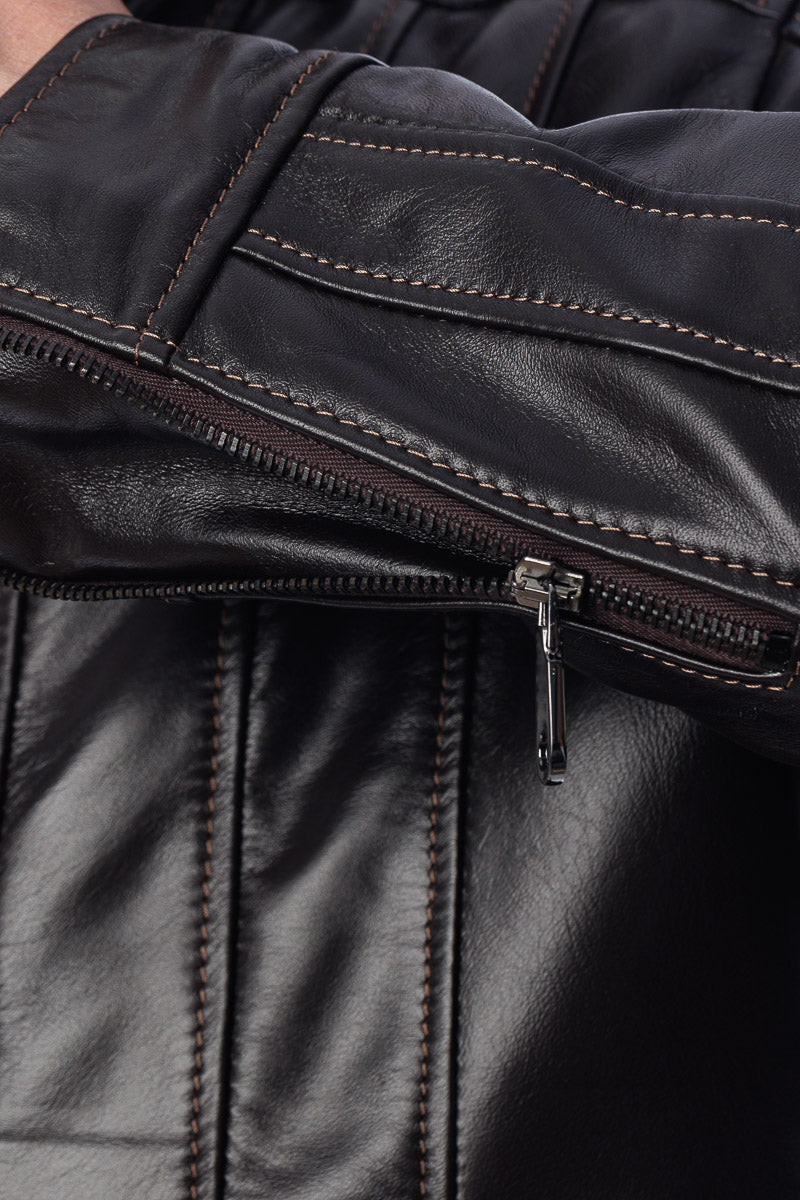 Giacca in vera pelle uomo con zip Deg