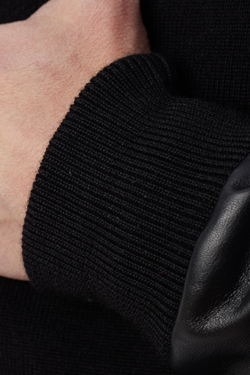 Bomber in vera pelle uomo con zip Polo Shearling nero