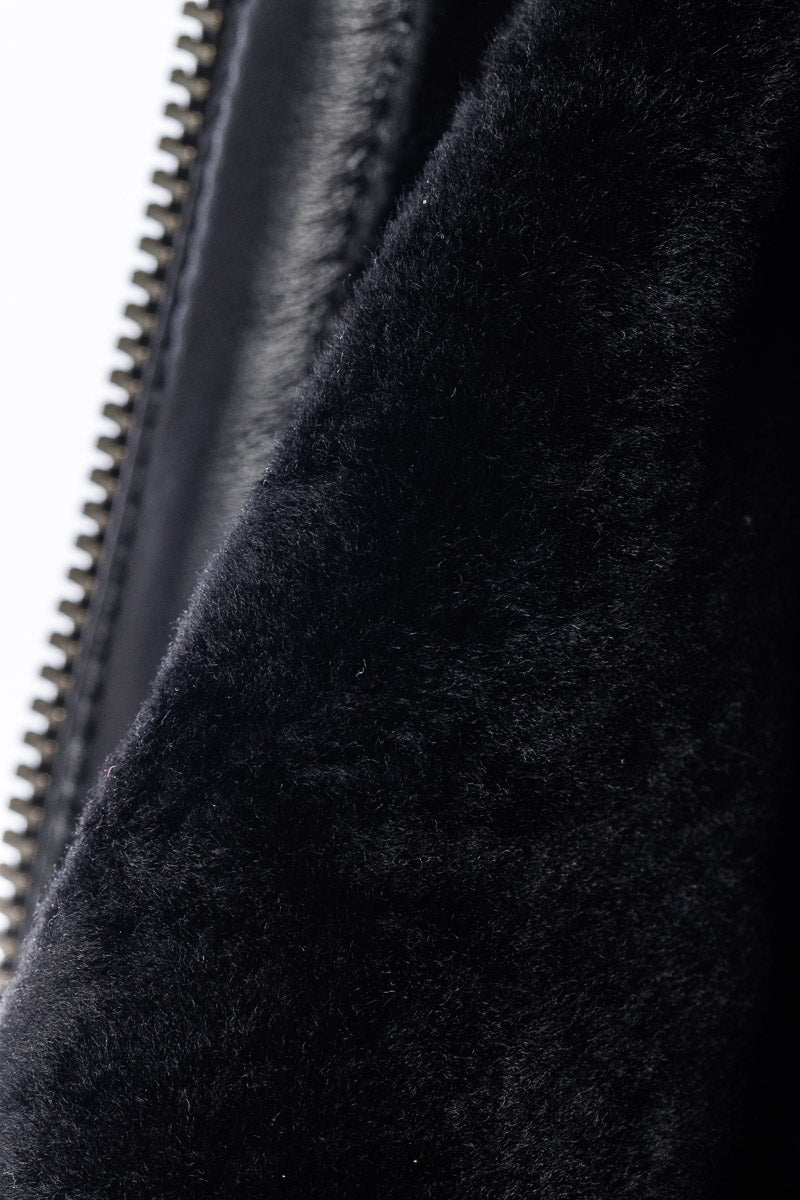 Bomber in vera pelle uomo con zip Polo Shearling nero