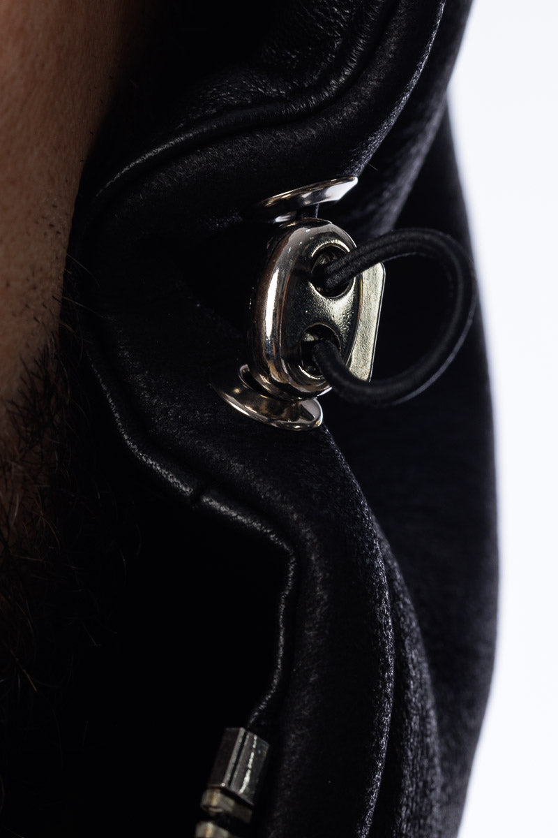 Bomber in vera pelle uomo con zip Polo Shearling nero