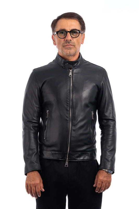 Giacca in vera pelle uomo con zip Reese